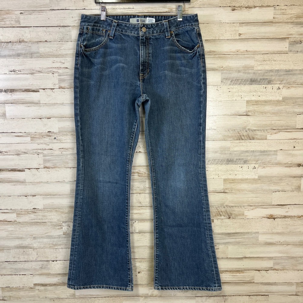 Gap Original Flare Jeans Women 14 Regular Blue Denim Medium Wash Mid Rise Y2K